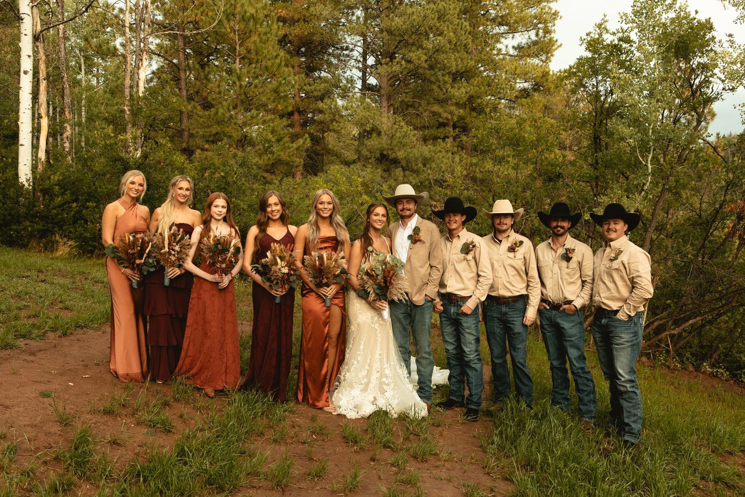 Bride and groom party group photo