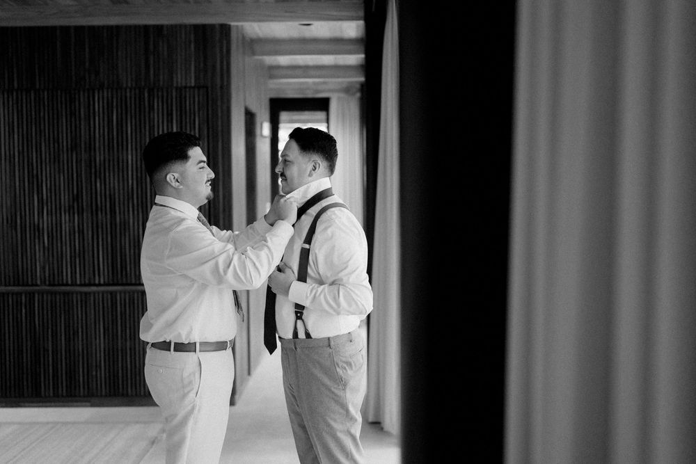 Intimate Costa Rica wedding morning at Rio Perdido hotel room.
