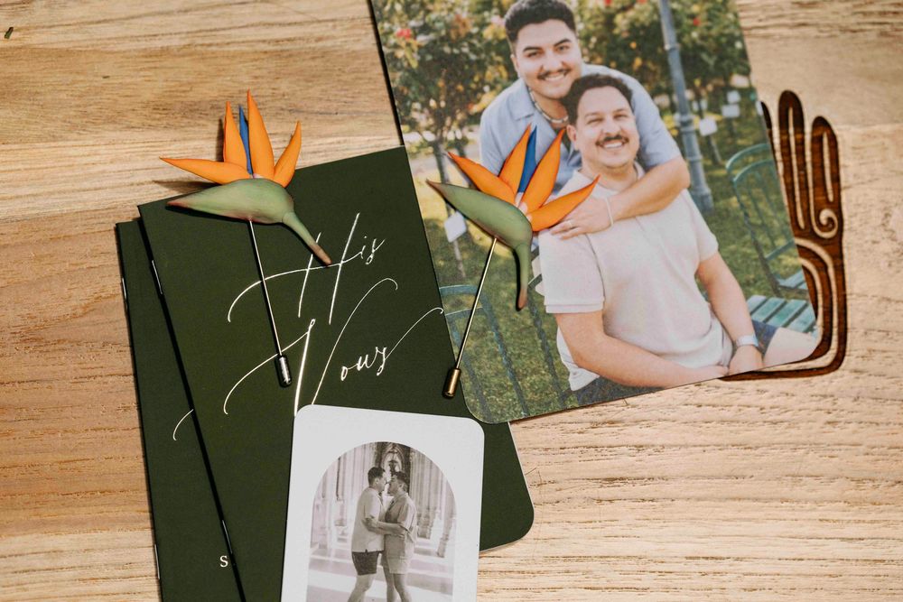 Wedding details flat lay with shoes and invitation at Rio Perdido resort in Costa Rica