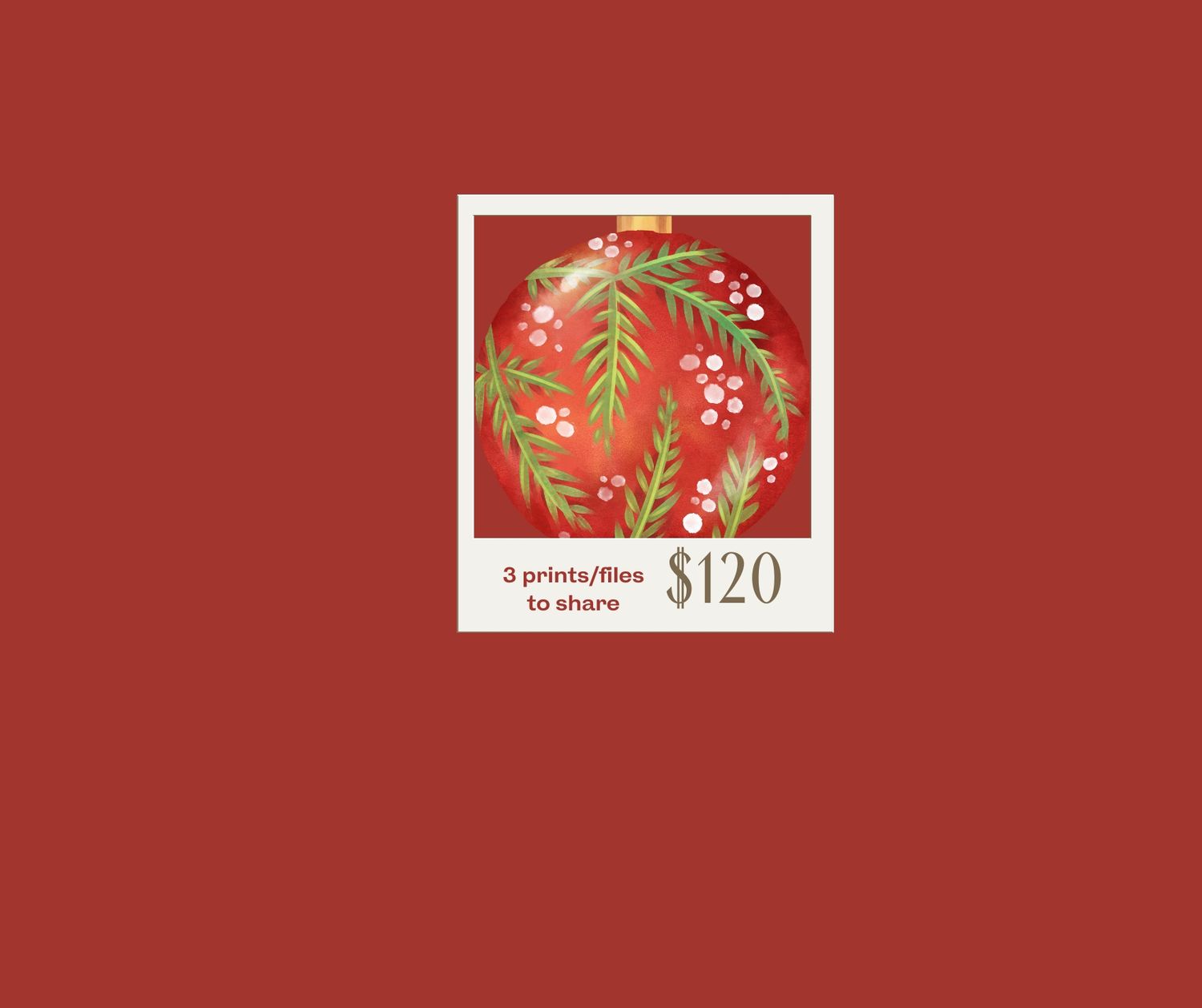 Red floral Christmas gift wrap design with gold accents and berries in a repeating pattern.