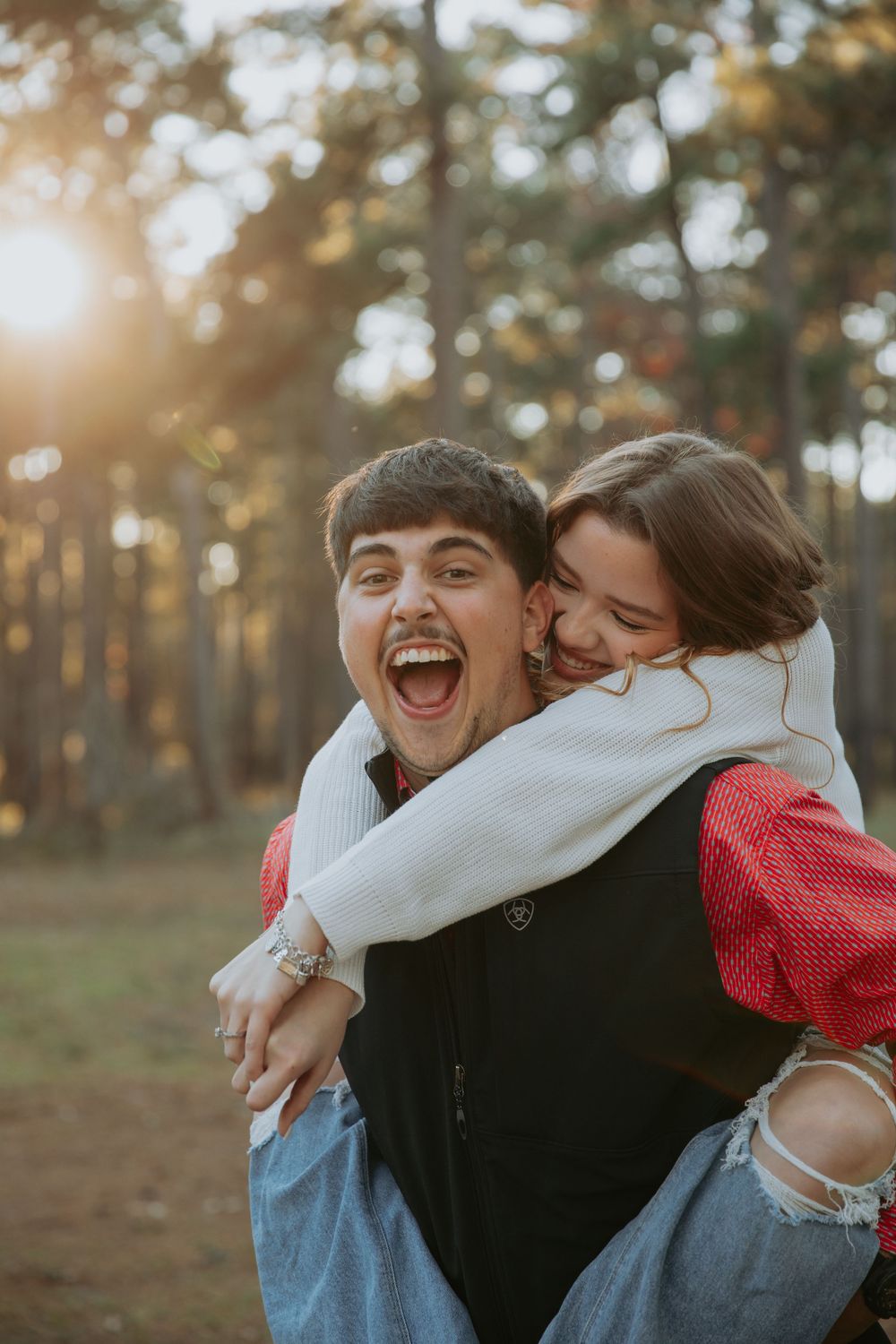 couple hugging in silly photo