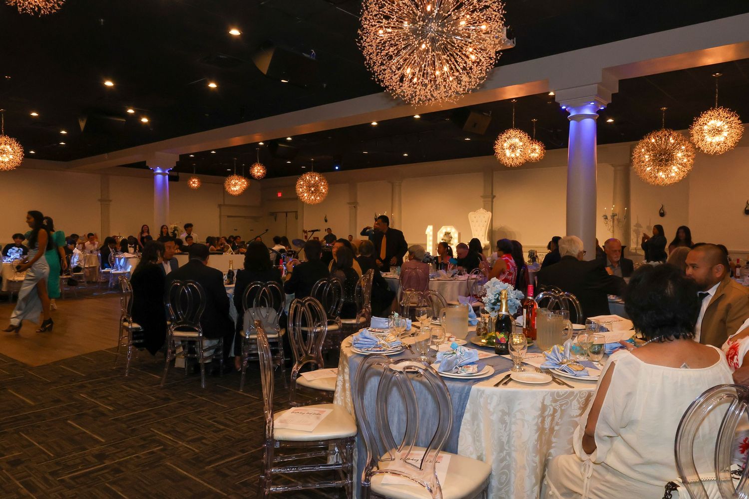 A party in a convention hall
