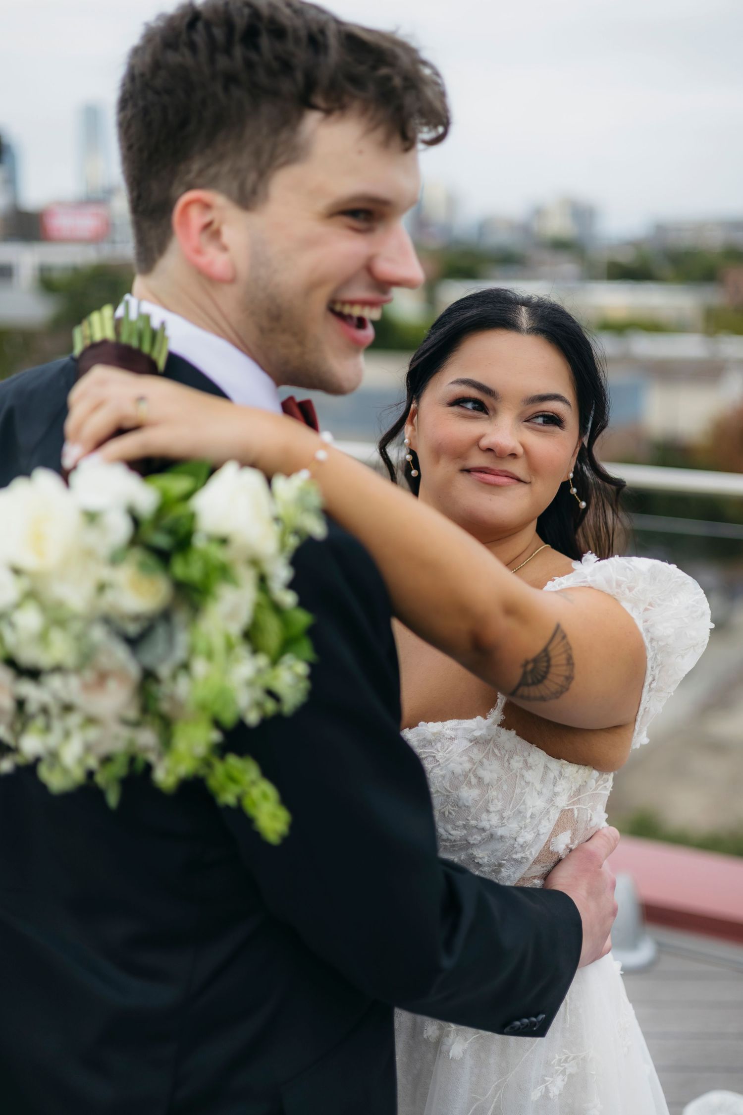 Cinematic wedding moment with couple in Chicago