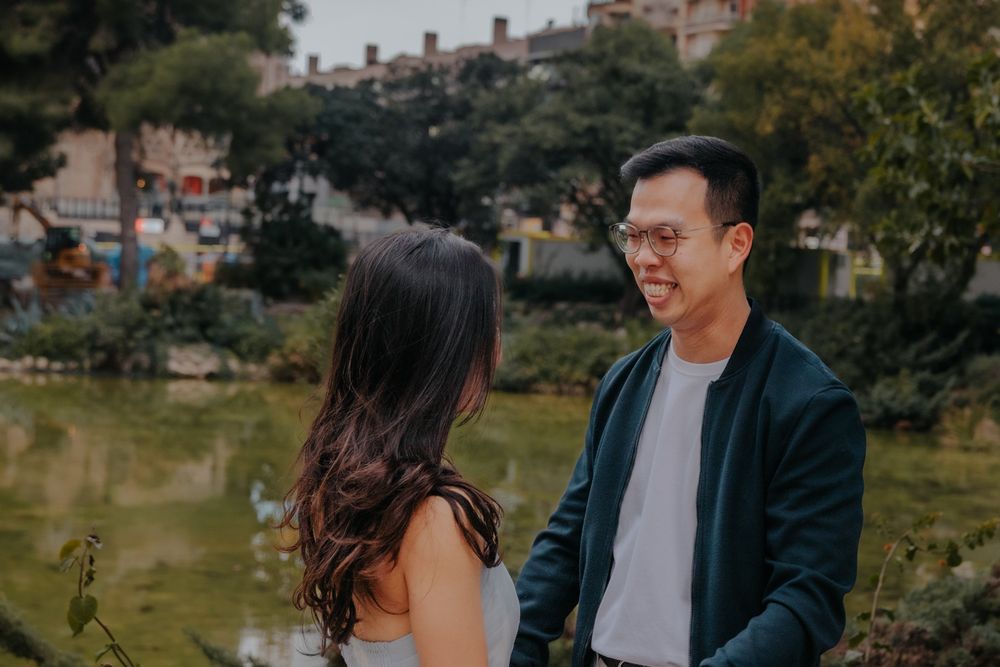 Emotional reaction Birth side gardens Barcelona Surprise proposal photoshoot Barcelona BarcelonaLoversPH