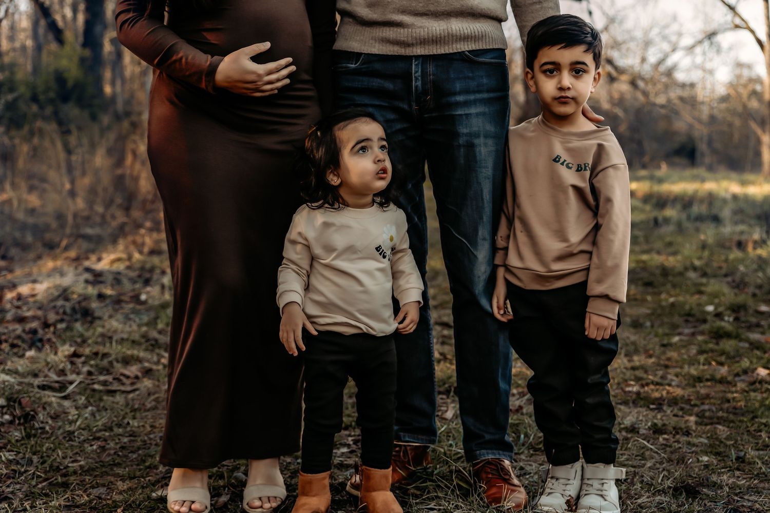 maternity session with kids in Winston Salem