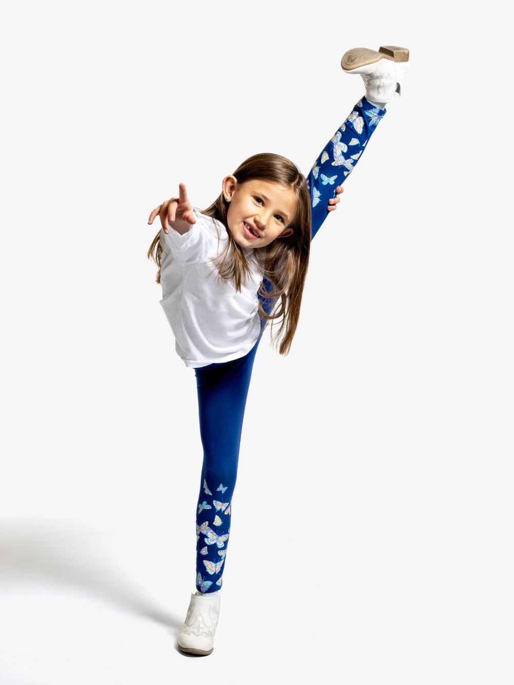 Girl poses with white background