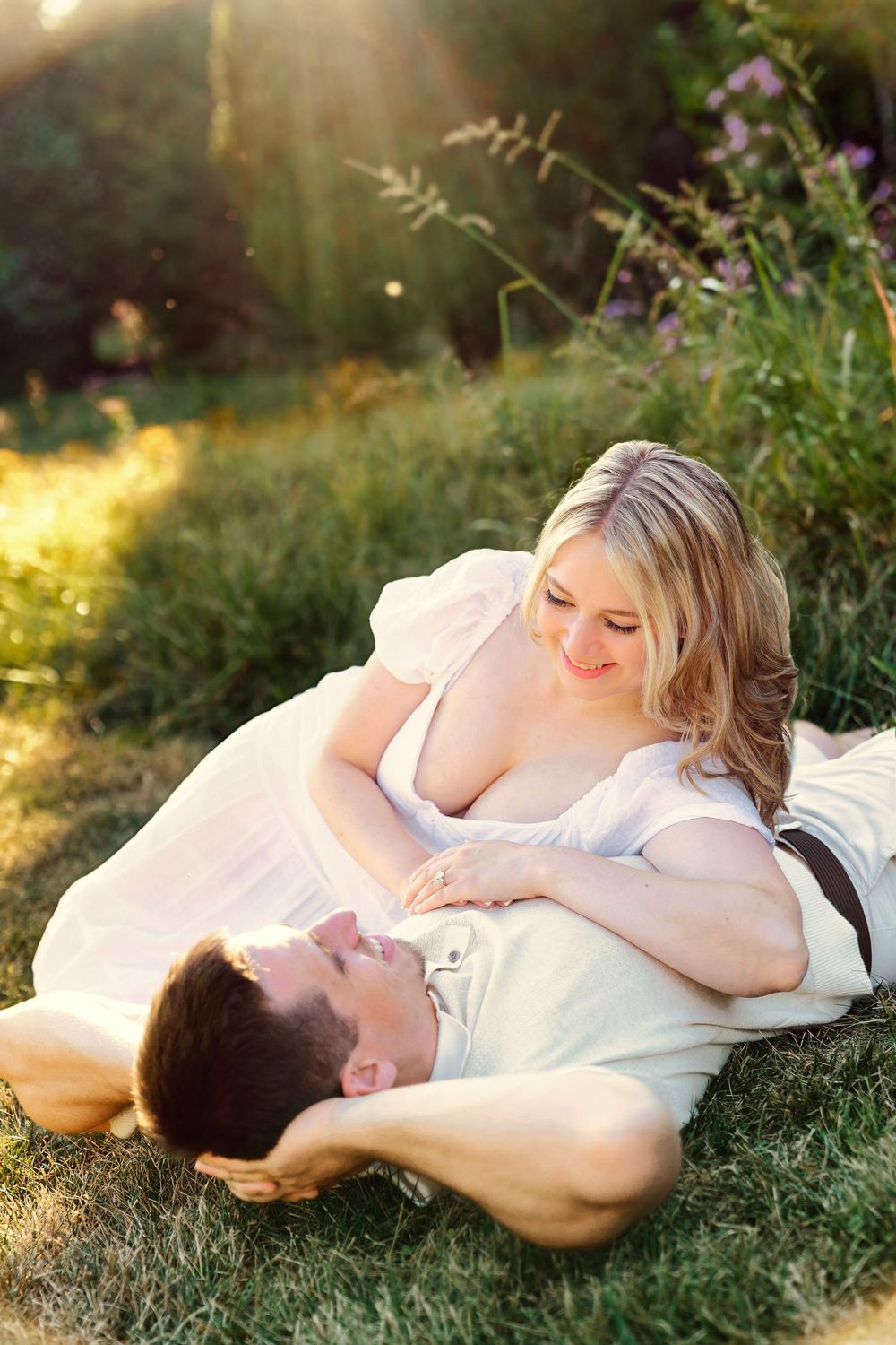 Maggie & Andrew's golden hour engagement at The Hangar wedding venue in Hocking Hills in Logan Ohio. Cincinnati Wedding Photographer