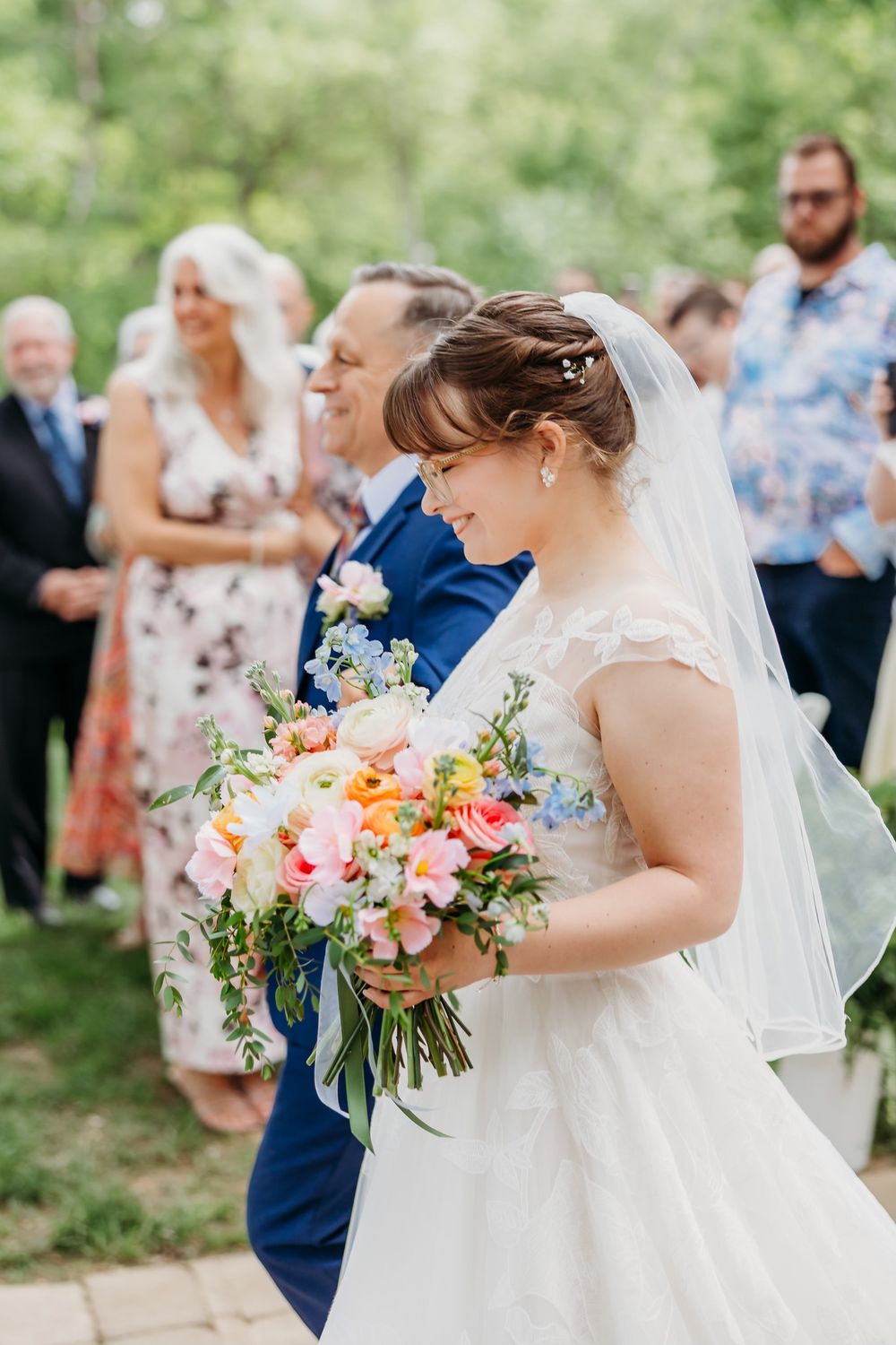 Bride being walked down the aisle by her father at The Inn at Oneonta in Northern Kentucky.