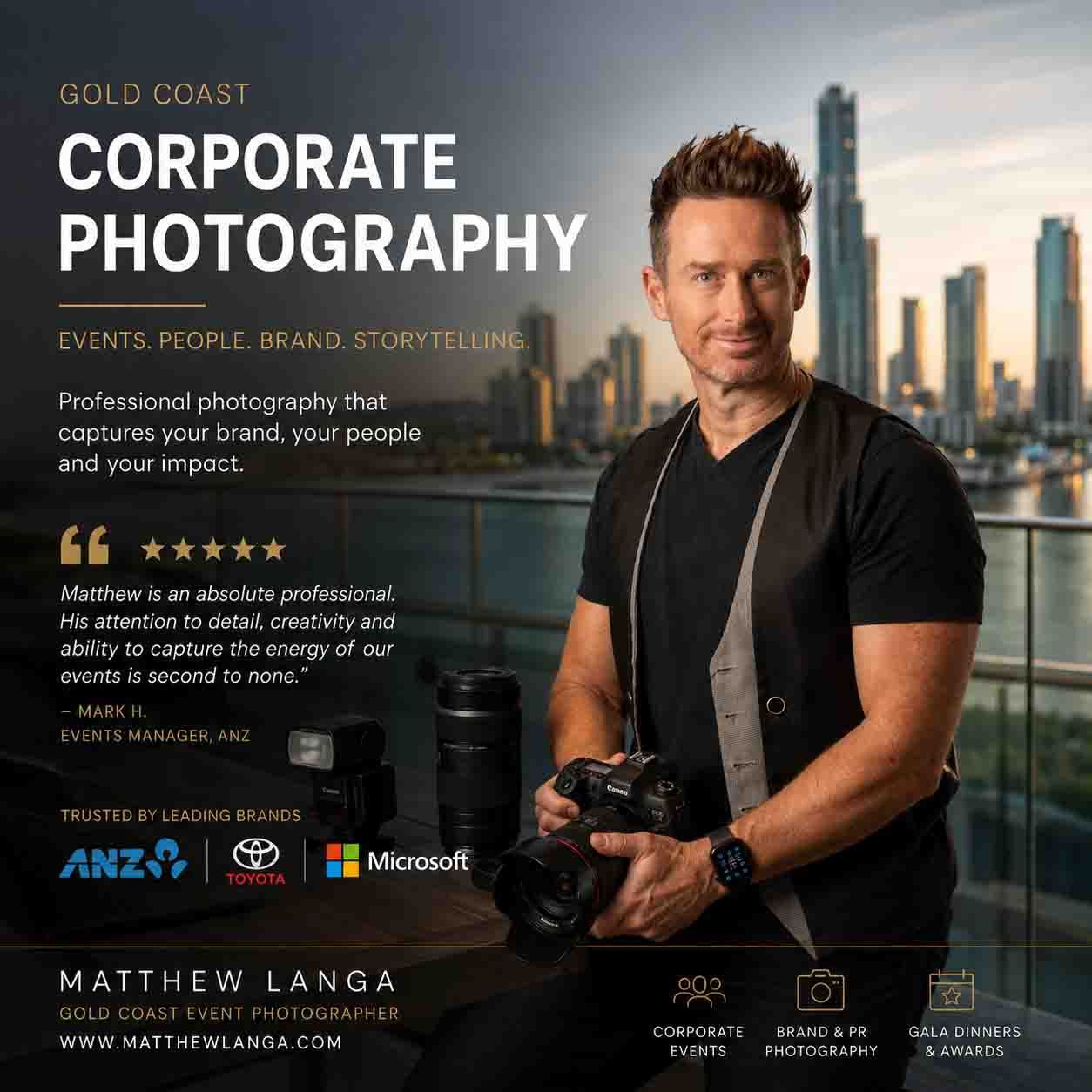 Professional Gold Coast and Brisbane photographer Matthew Langa at work