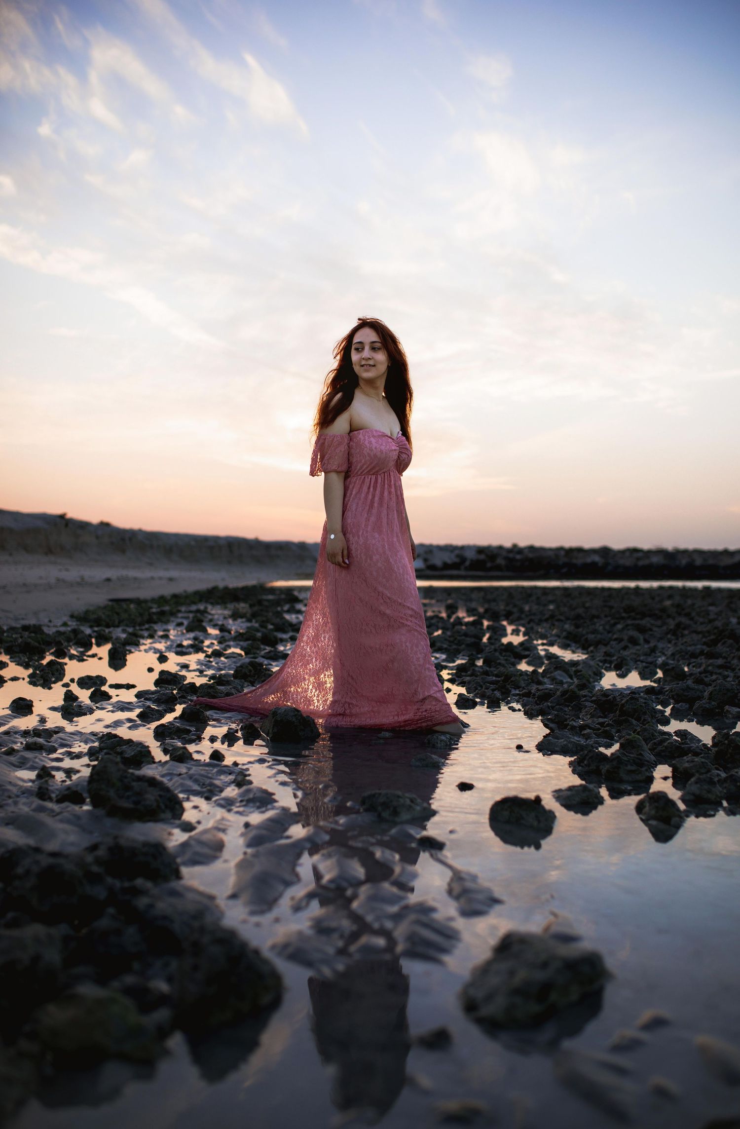 beach photoshoot in abu dhabi clinet closet options pink dress