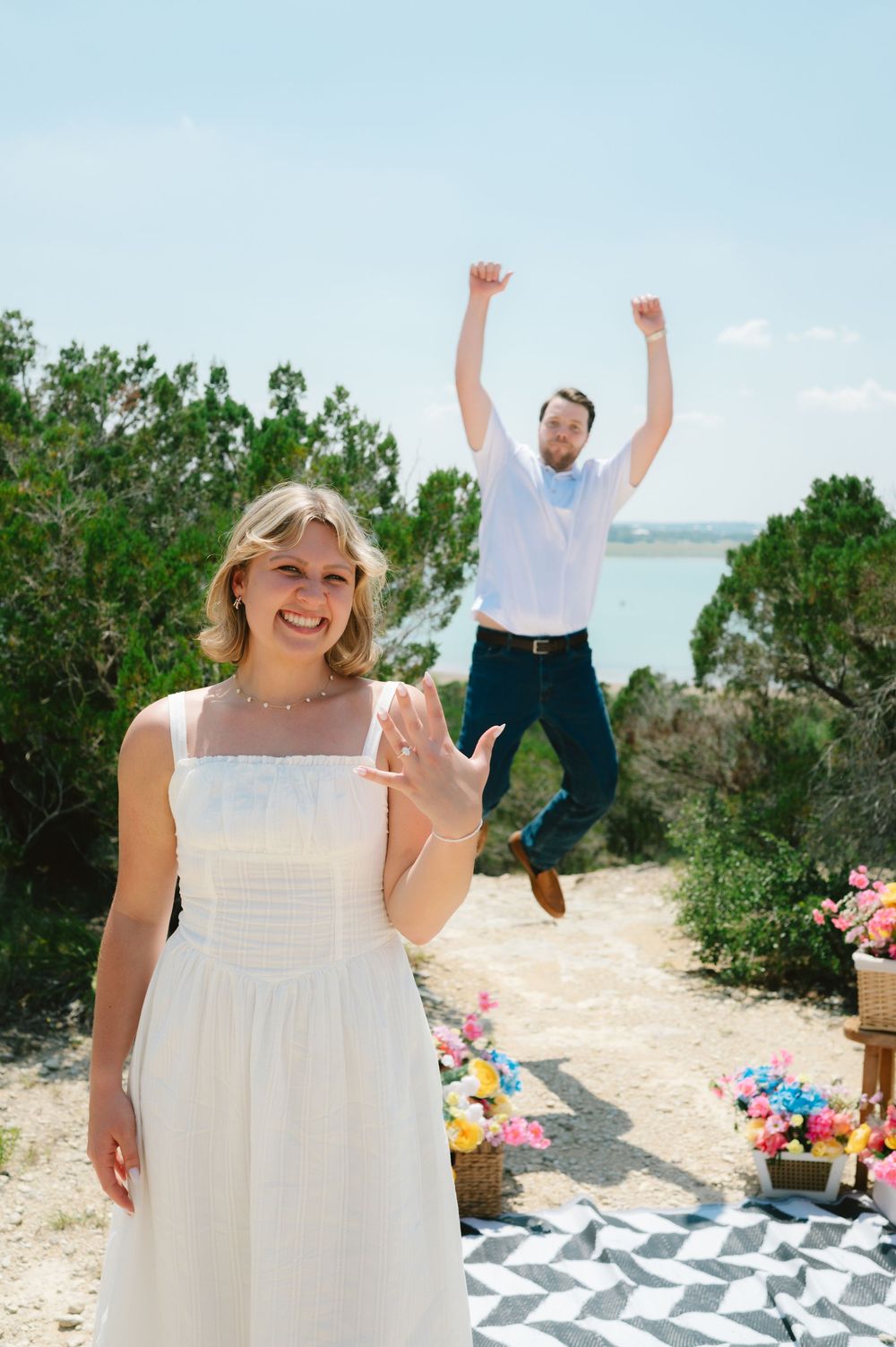 Surprise proposal and engagement photography in Canyon Lake, Texas