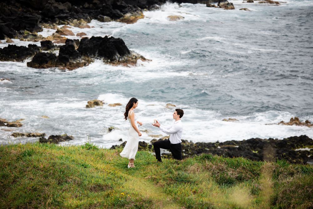 Intimate proposal surrounded by breathtaking scenery,