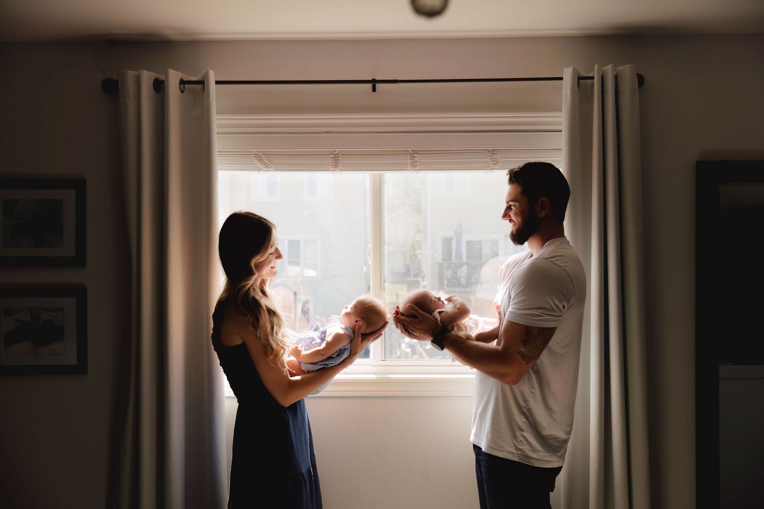 Nursery scene with gentle natural window light streaming in.