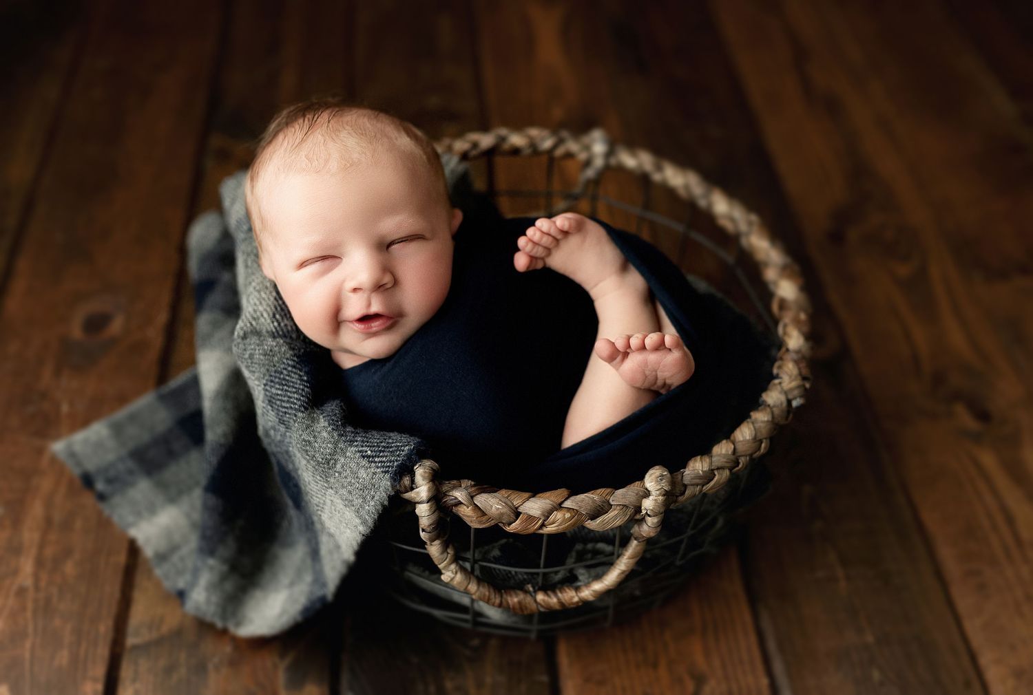 Newborn with a grin. Greenville SC newborn, Easley SC newborn, Upstate Sc newborn, Greenville newborn