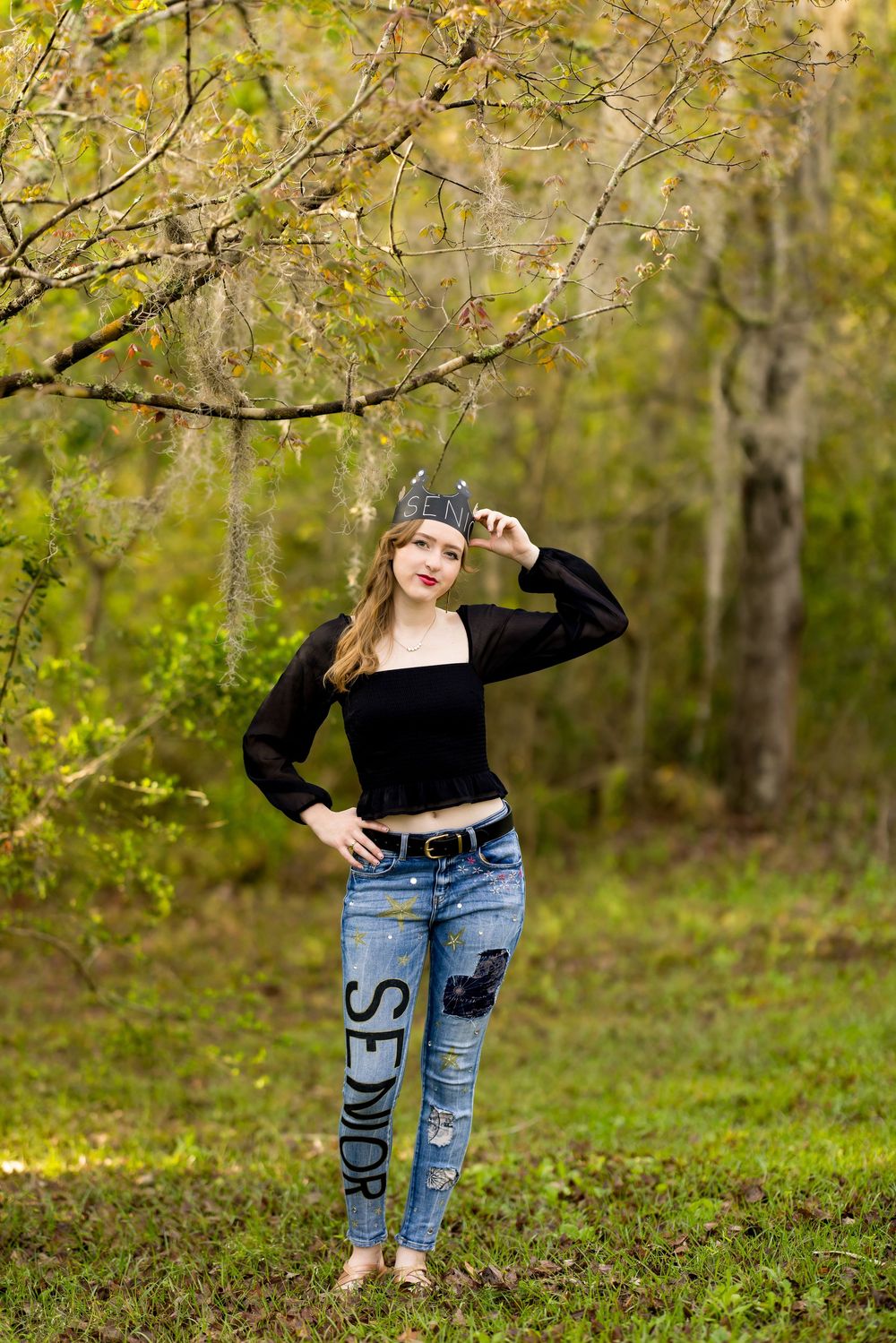 A series of casual outdoor portraits showing dynamic poses against a blurred autumn forest background in natural lighting.