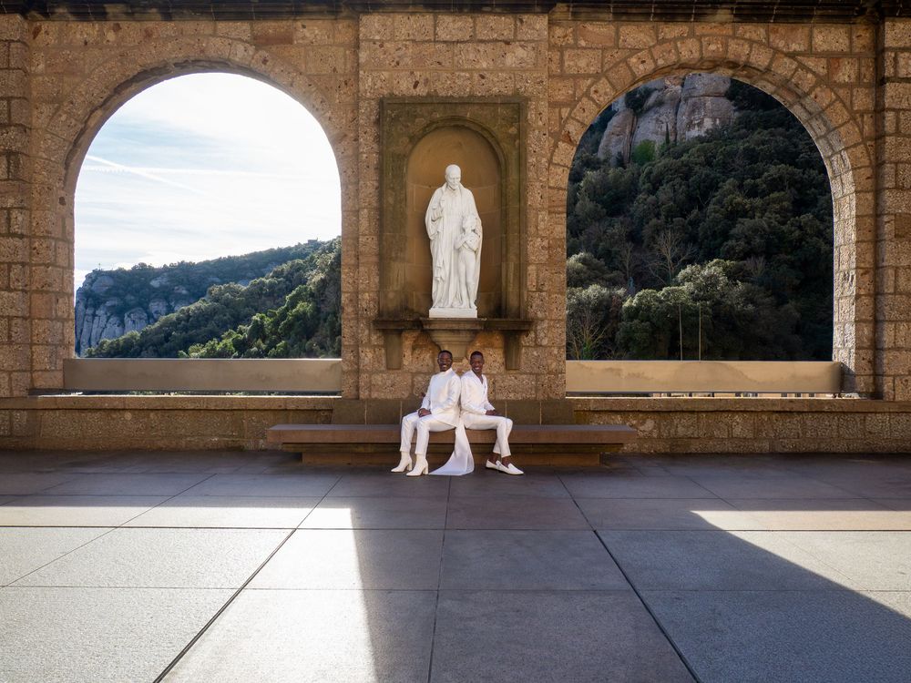A couple at a post wedding photoshoot in Montserrat.