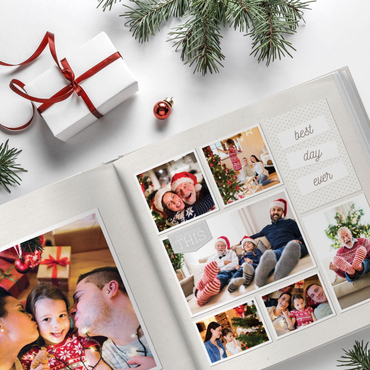 A photo book of pictures at Christmas