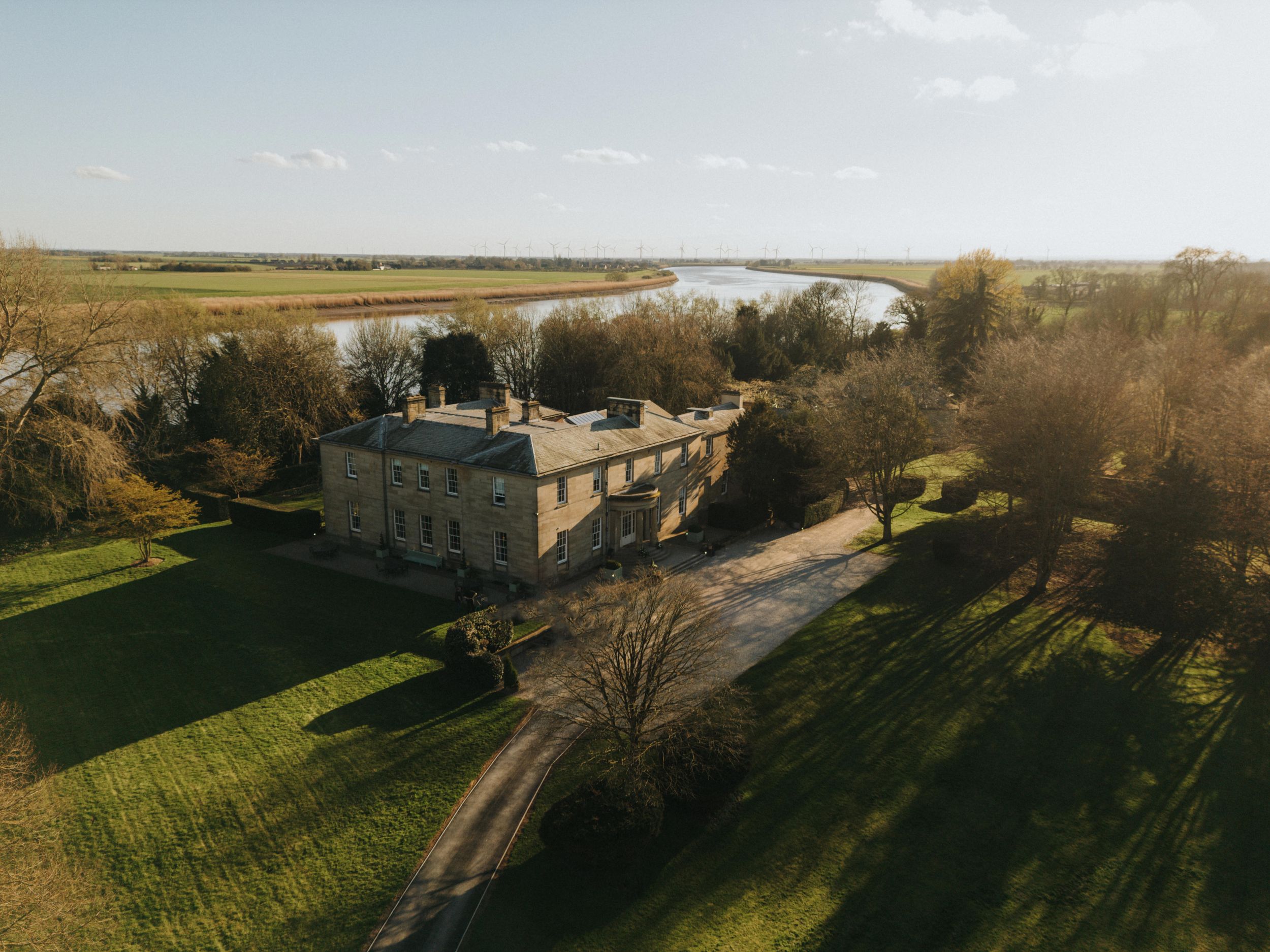 Aerial drone view of Saltmarshe Hall - taken by Grimsby photographer.