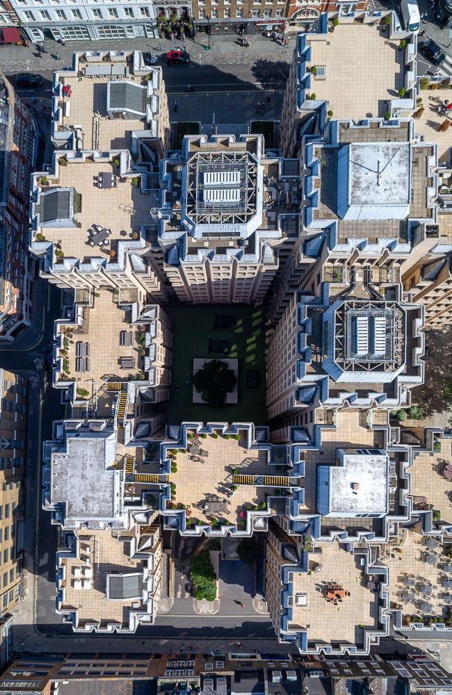 Overhead Architectural drone photograph of 90 Long Acre, London