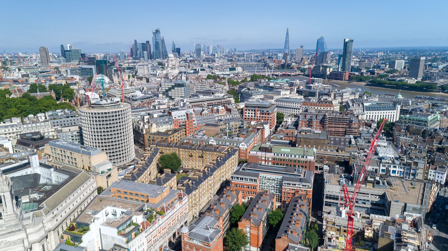 Architectural drone photograph of London