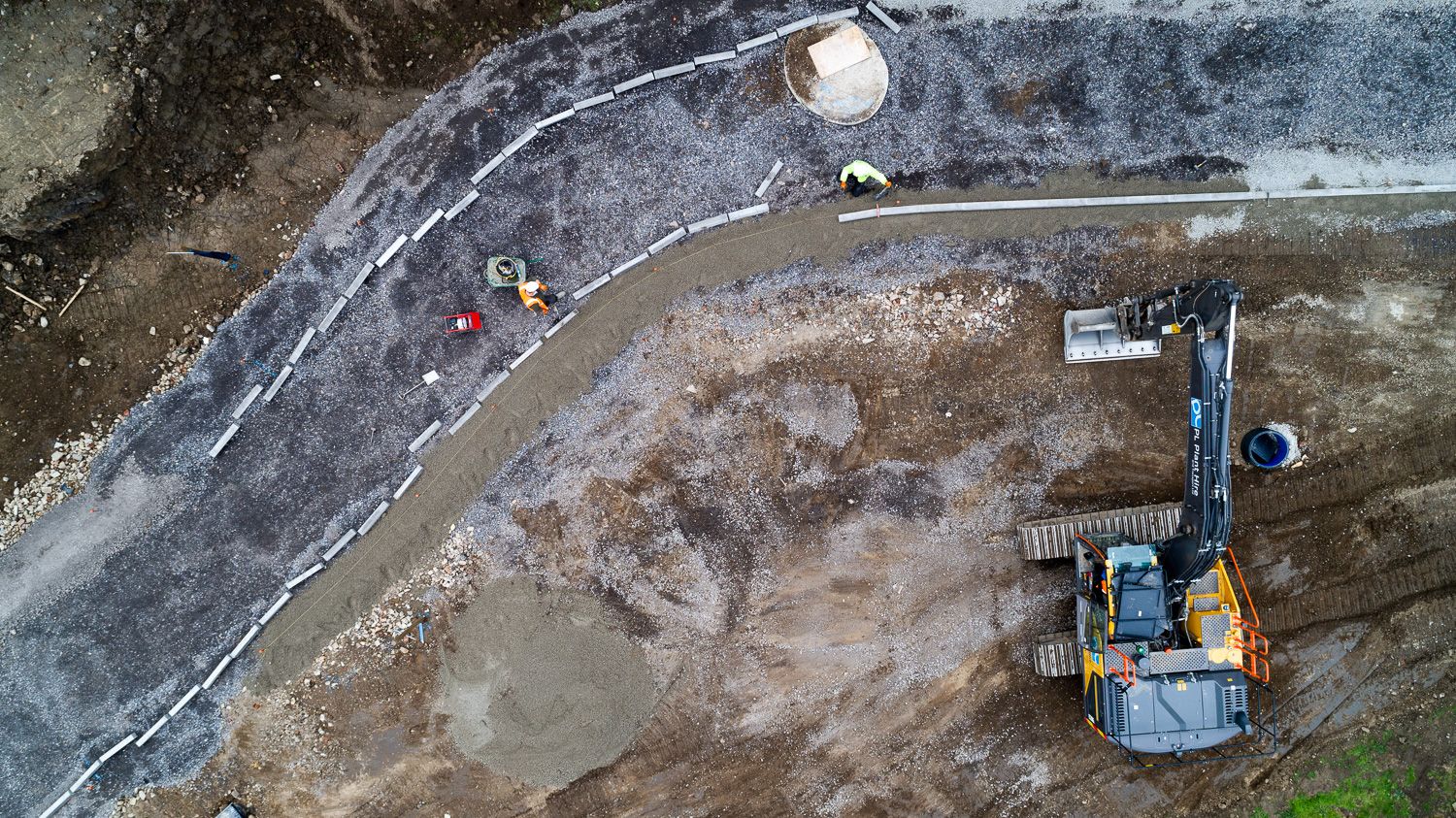 Overhead Drone photograph of construction work