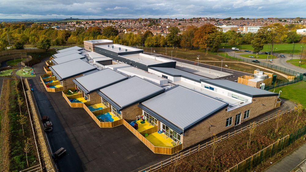 Architectural drone photograph of SEND School, Sunderland