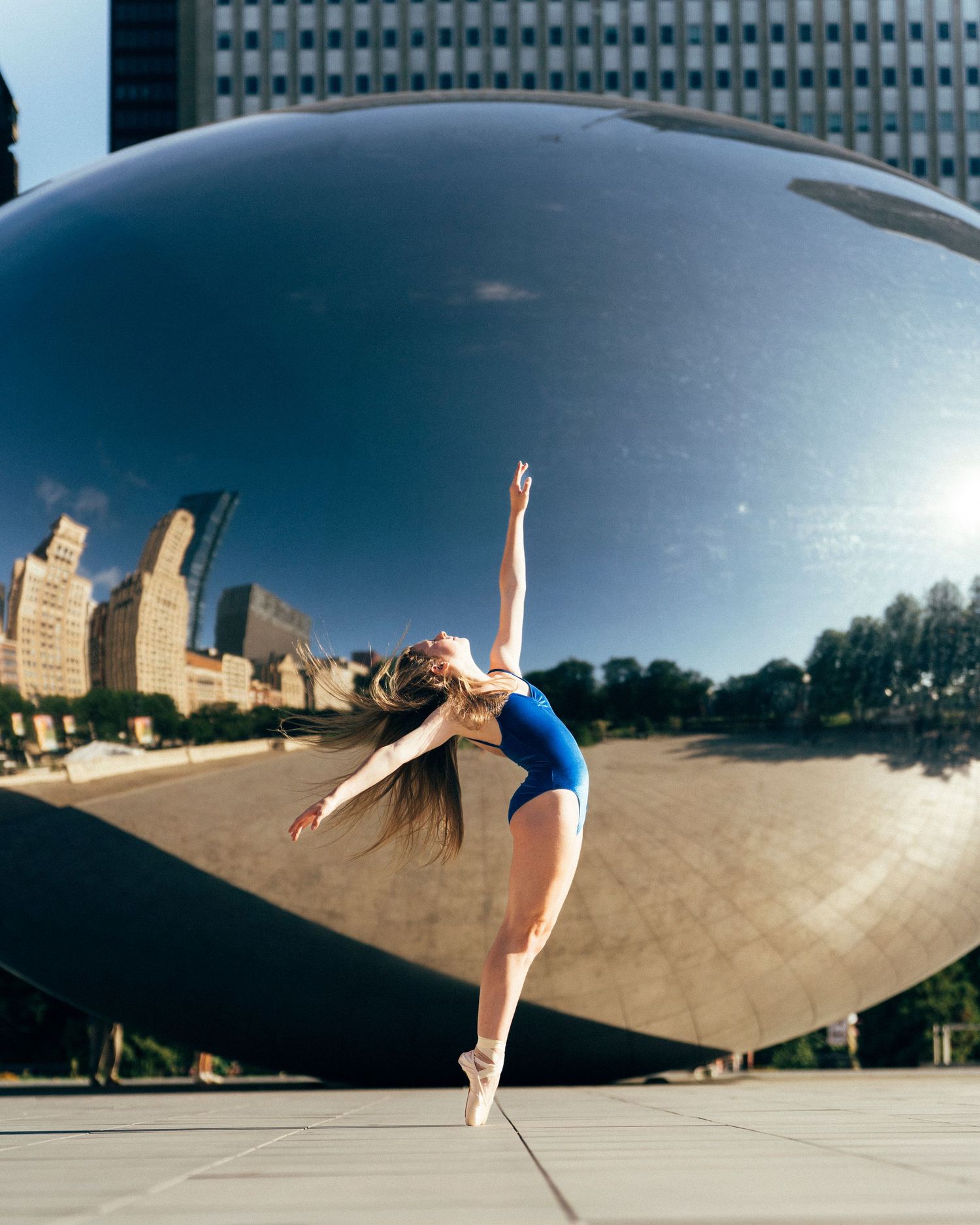 Chicago dance photographer capturing elegant ballet lines at Cloud Gate ballerina joffrey summer intensive photoshoot