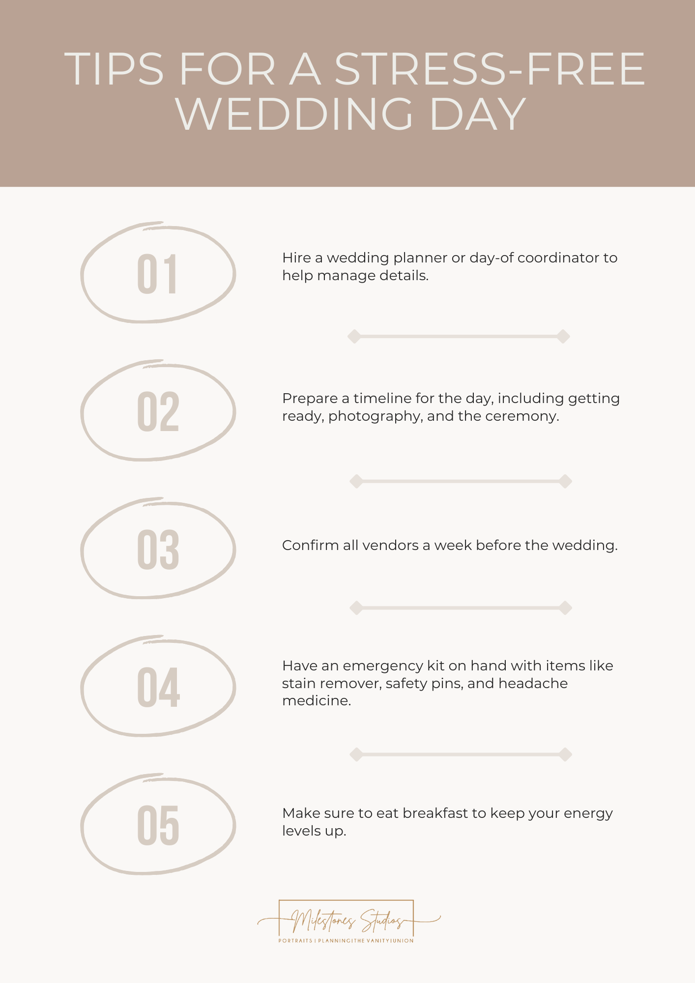 Stress free wedding day tips 1-5