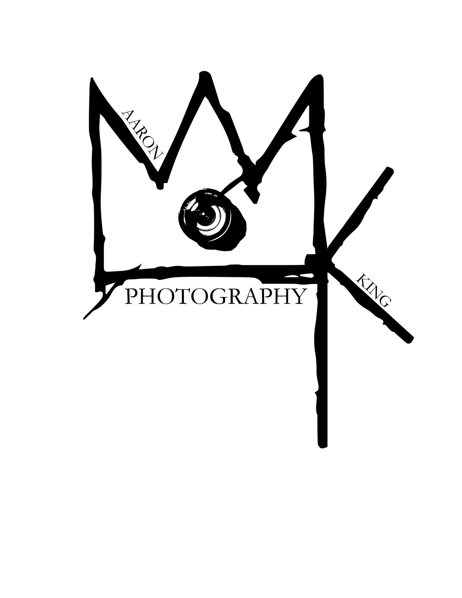 Aaron King Photography Logo - custom made with Basquiat crown + initials
