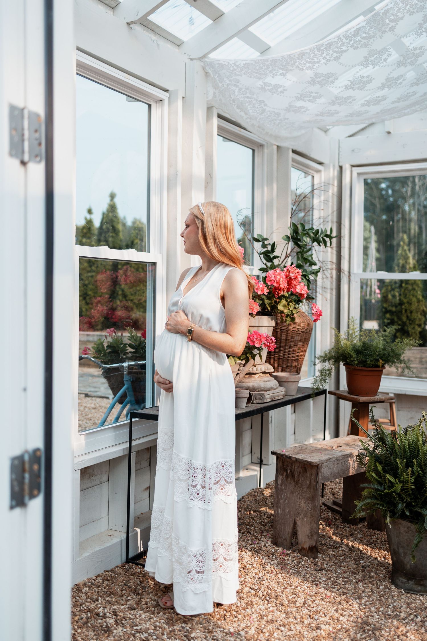 Cozy indoor maternity portraits with soft tones and personal details – lifestyle maternity photography in metro Atlanta studio.