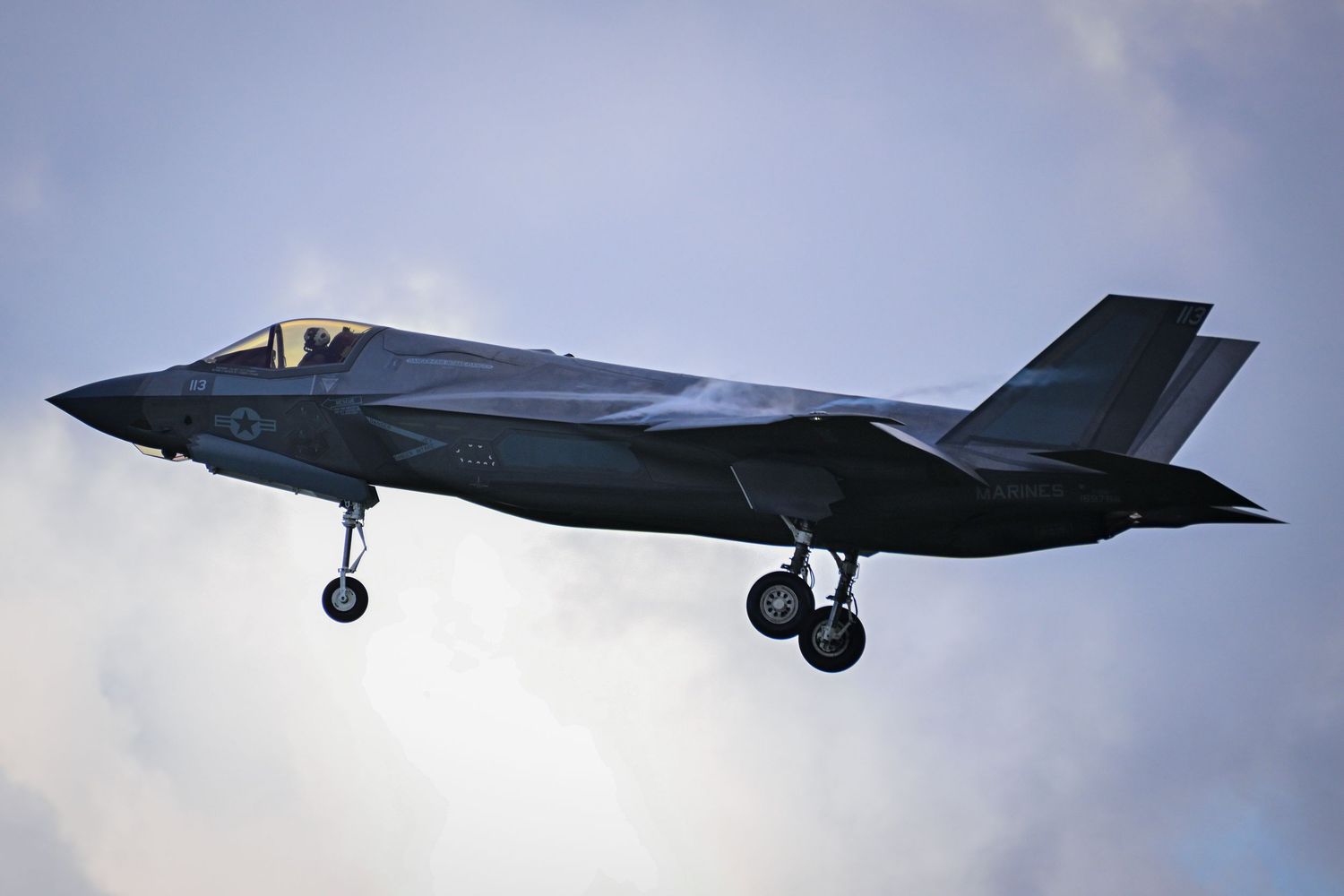 A U.S. Marines F-35B jet prepares to land at Jose Aponte de la Torre Airport,  in Ceiba, Puerto Rico.