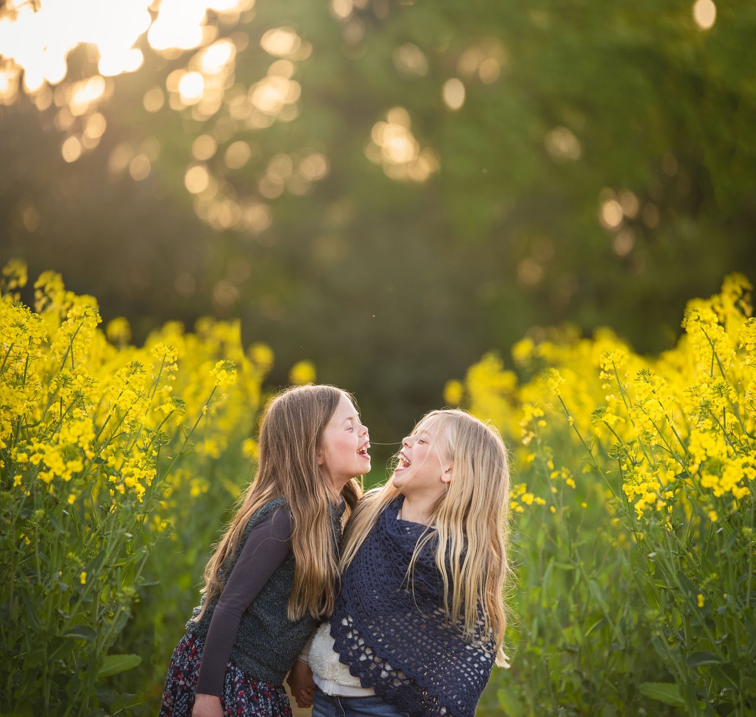 Siblings girls giggling portrait photography kids photo session East Lothian Scotland