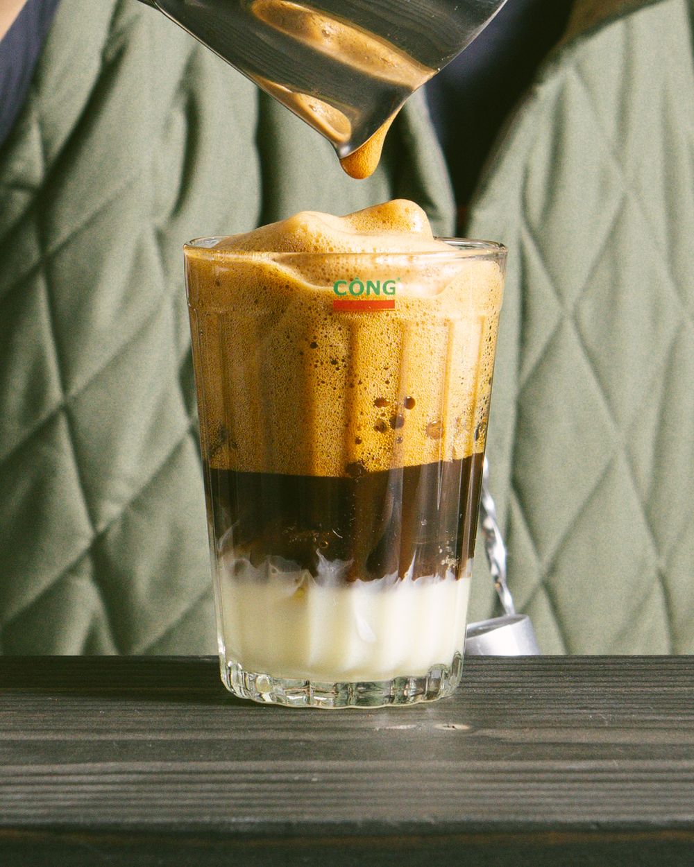 Food photography for Cong Caphe featuring their Brown Iced coffee.