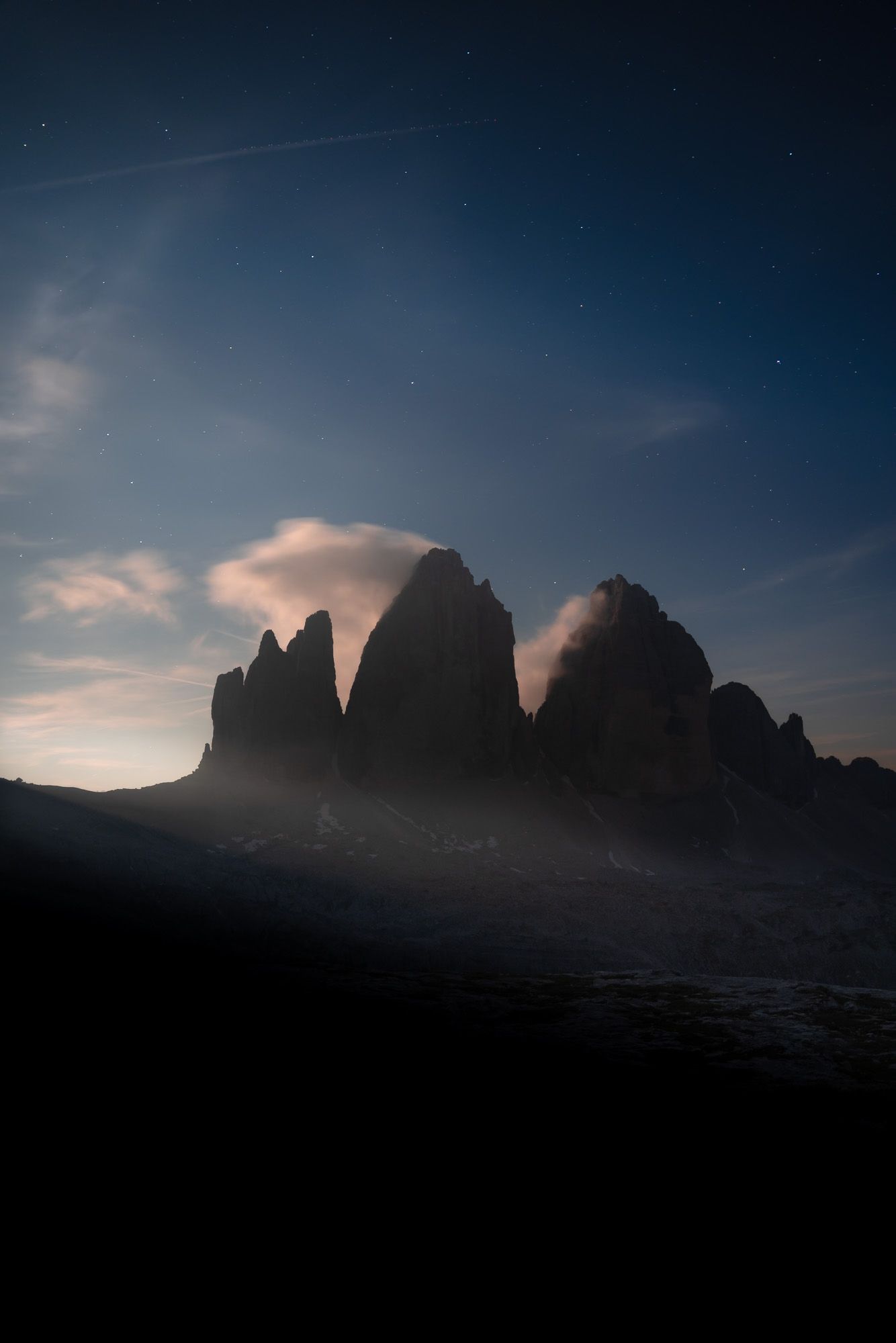 lever de lune au tre cime di lavaredo