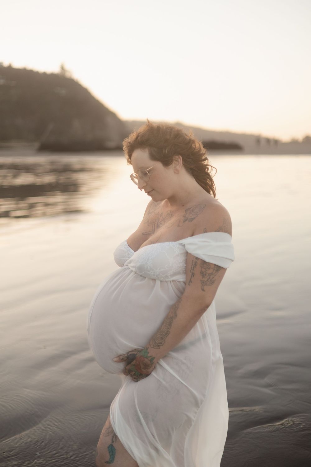 Maternity sunset session at Sumner Beach Christchurch