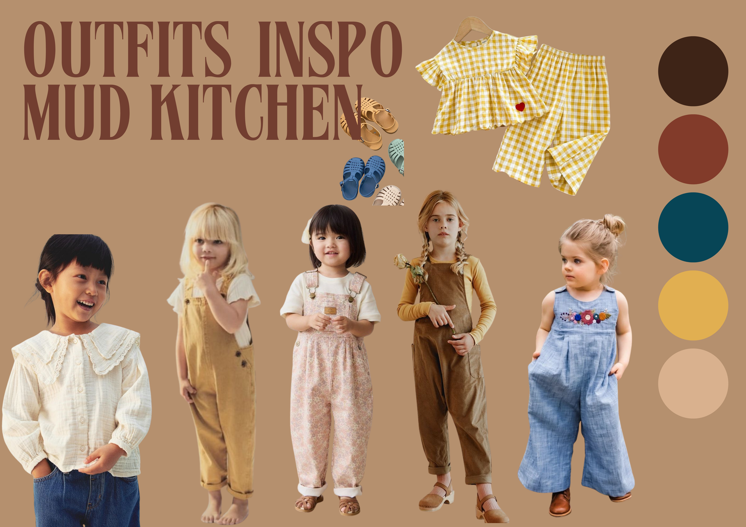 Fashion mood board collage featuring neutral toned outfits, casual wear and loungewear styled with floral accents.