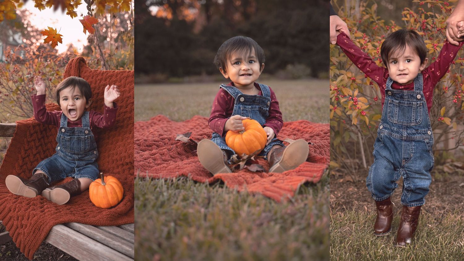 Baby boy during a fall photoshoot in the park