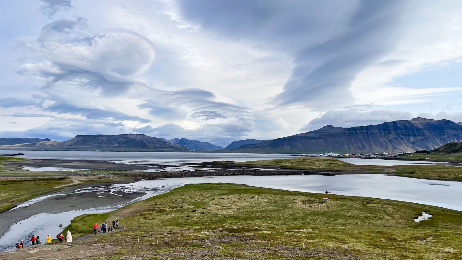 Circular cloud formations in the sky over the Snaefellsness peninsula in Iceland