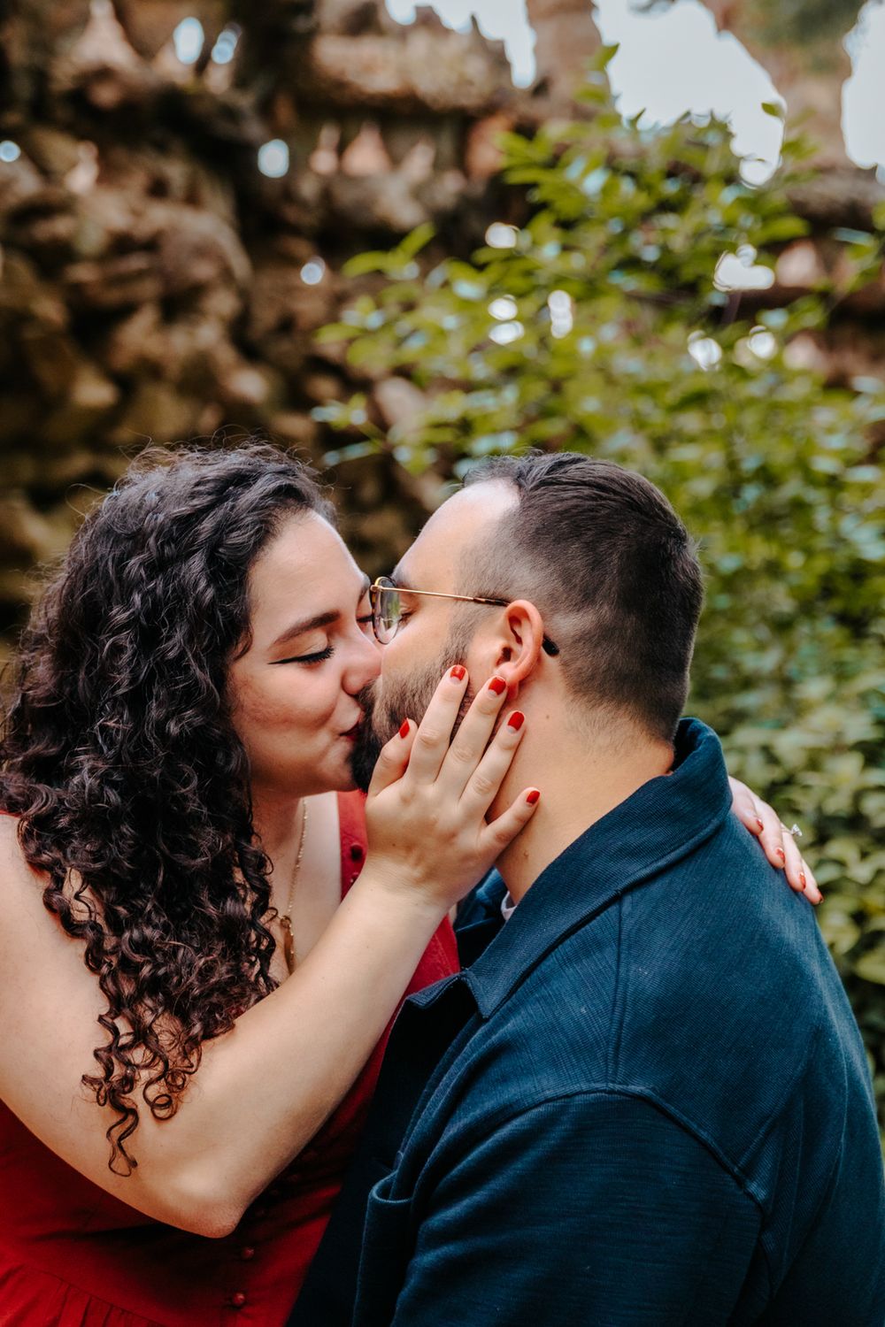Romantic honeymoon portrait with the park’s whimsical architecture.
