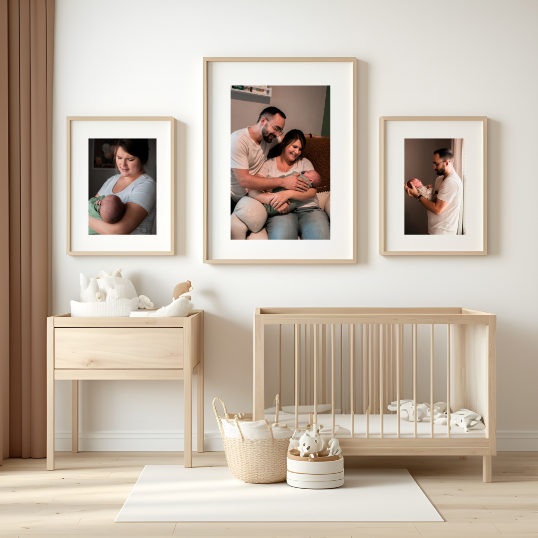 Custom wall art displayed in nursery featuring newborn session in Austin Texas