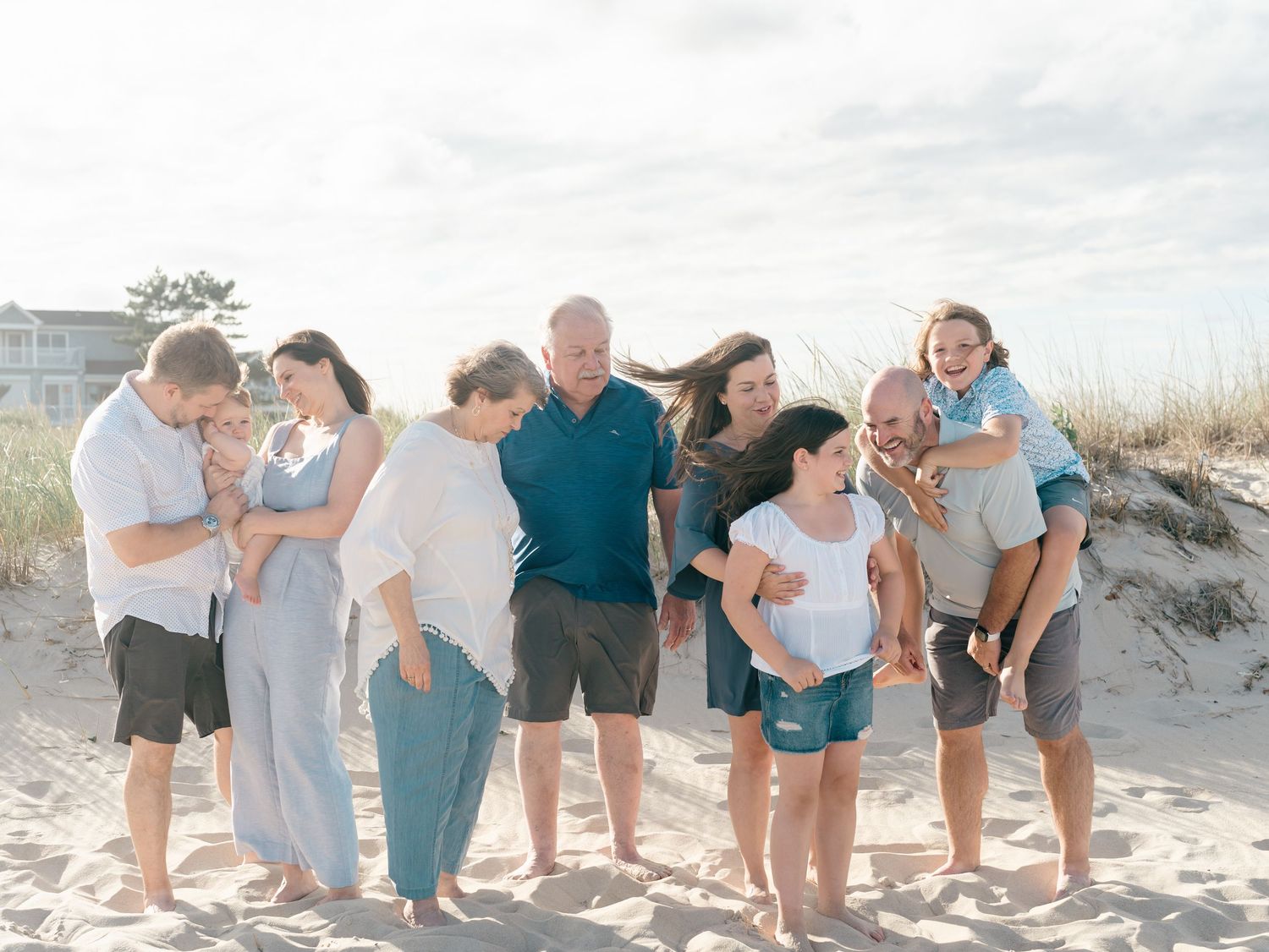 Generational family portraits with ocean backdrop in Spring Lake NJ.