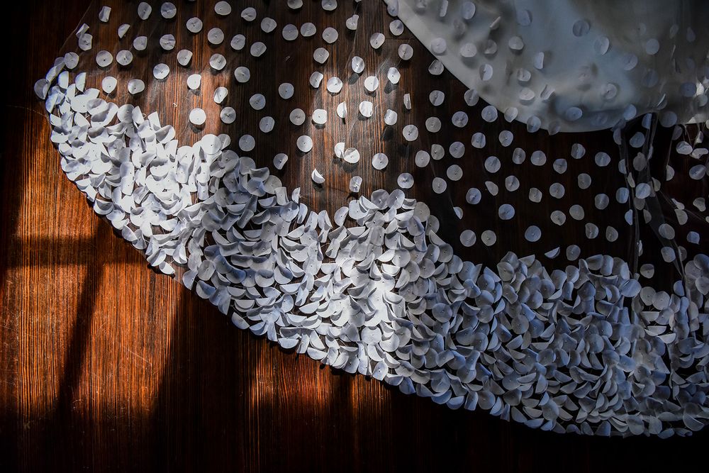 veil on the floor with window light coming in