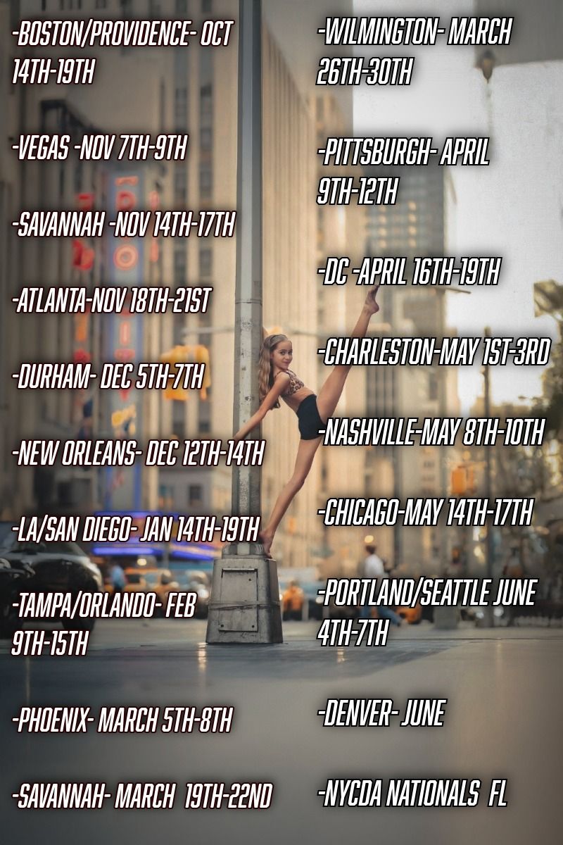 A promotional banner showing tour dates and locations across US cities including Boston, Vegas, Atlanta and other destinations.