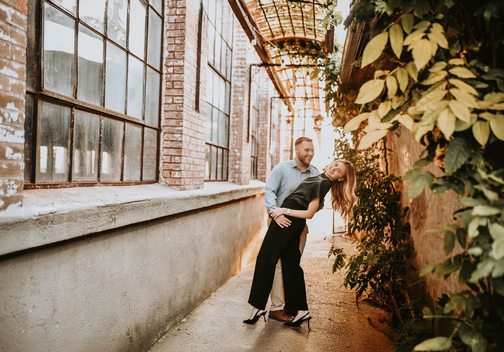 Engagement session style inspiration at Cotton Mill in McKinney Texas