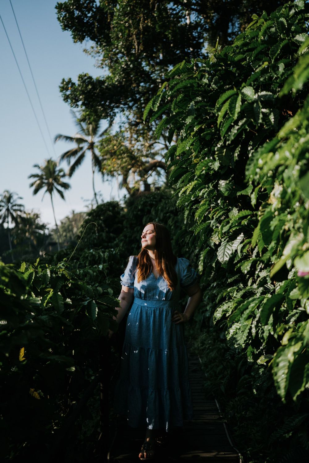 Professional solo lifestyle photoshoot at Alas Harum Ubud with lush rice terrace views.