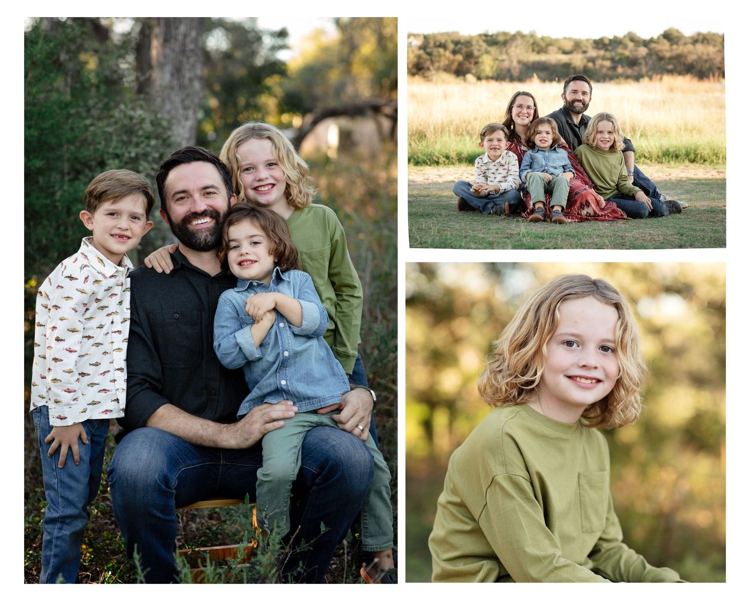 Fall Family Mini Session at Brushy Creek Park Cedar Park Texas, boys sit with parents in sunset light.
