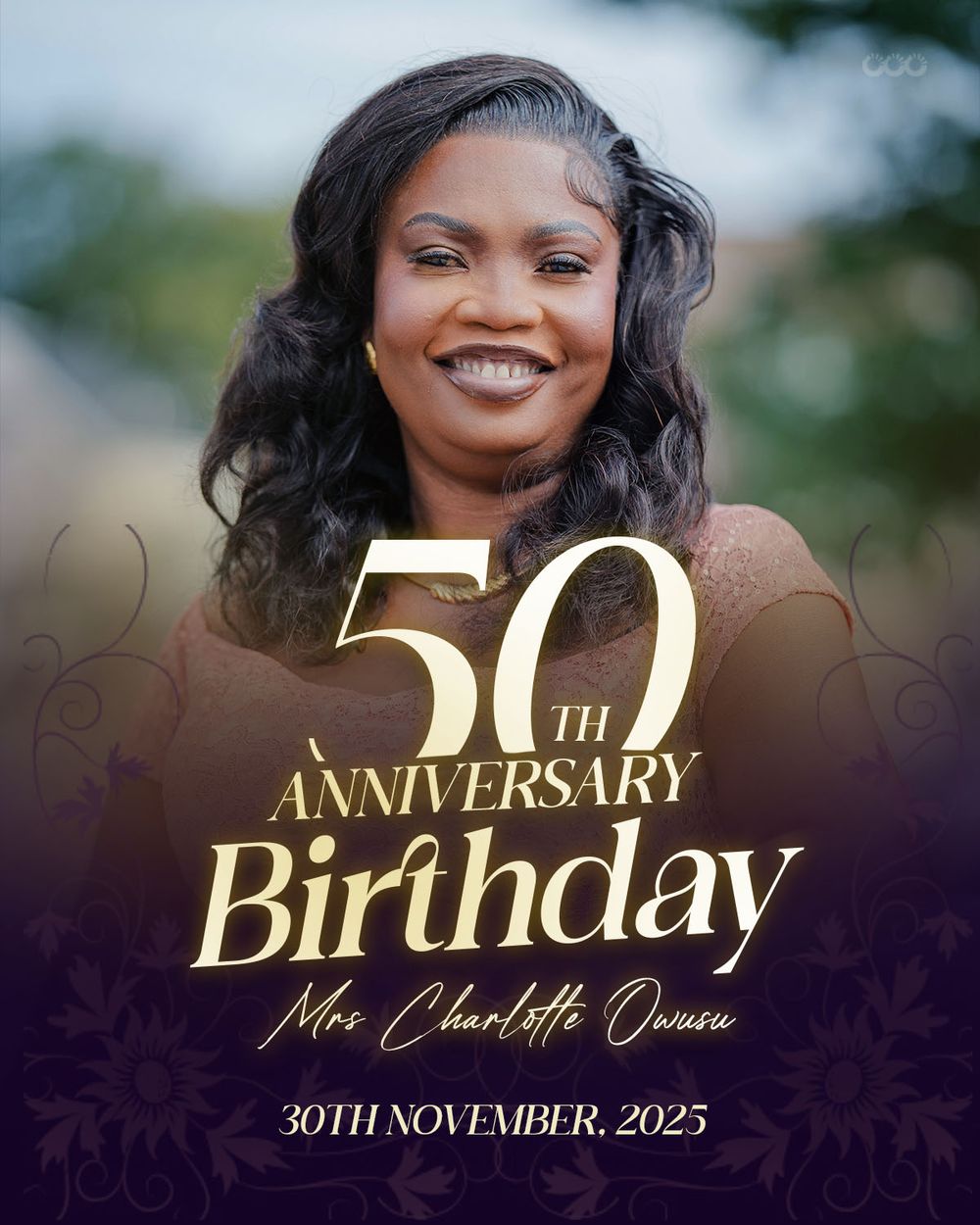A series of four gold-themed birthday celebration banners with elegant text and decorative elements against dark backgrounds.