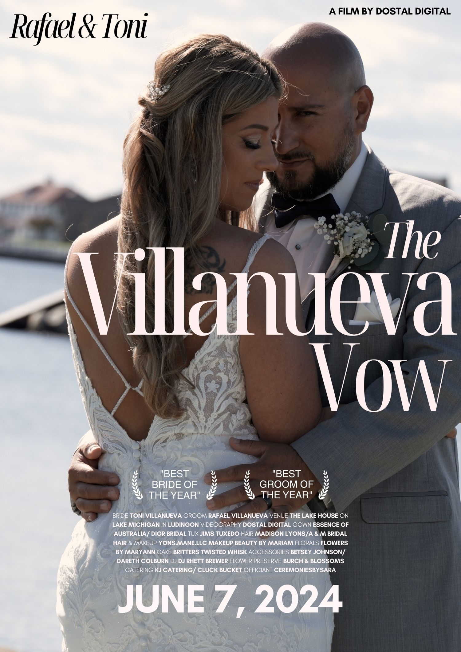 A romantic wedding photography collage featuring intimate moments between a couple against scenic outdoor backdrops.