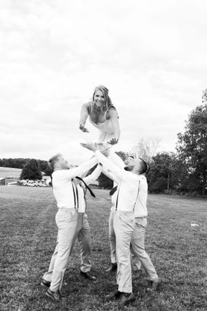fun, outdoor wedding couple