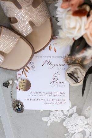 flat lay wedding invite